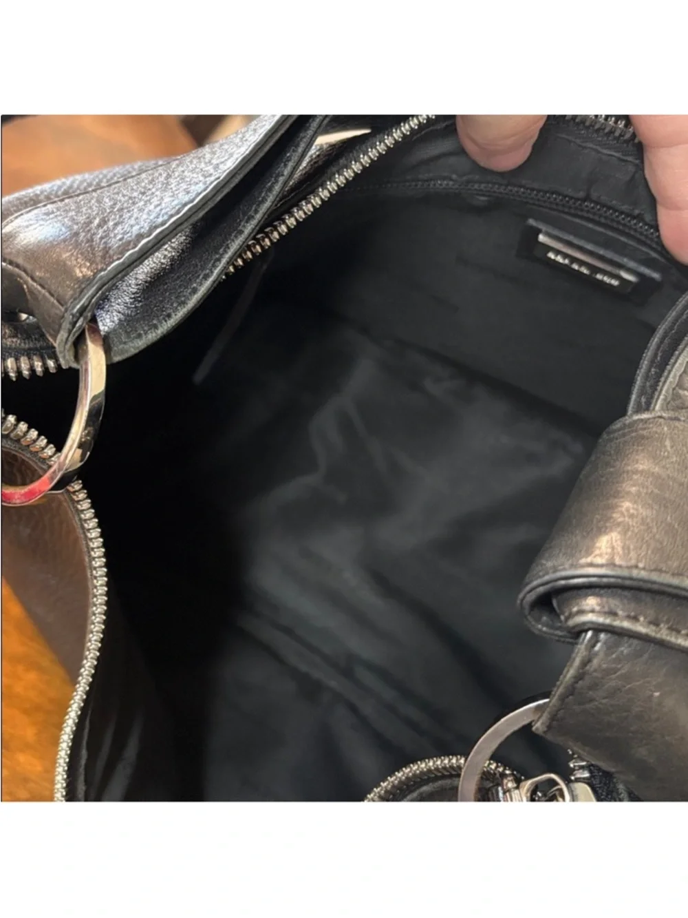 Borbonese Black Pebbled Leather Hobo Shoulder Bag